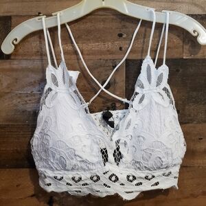ALYA Lace Crop Top White Lined Adjustable Straps Boho Festival Beachy Size XL